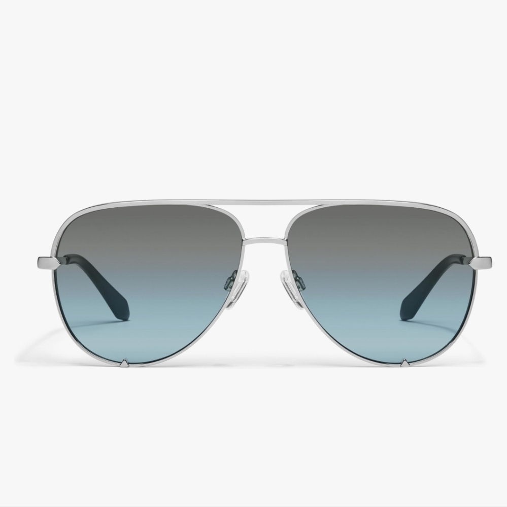 Quay High‎ Key unisex Aviator UV Protection silver wire frame Sunglasses new